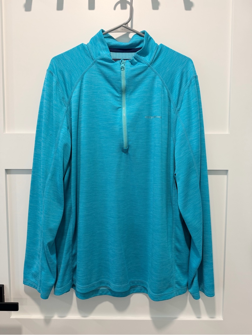 Vineyard Vines Turquoise Grid Quarter-Zip Pullover